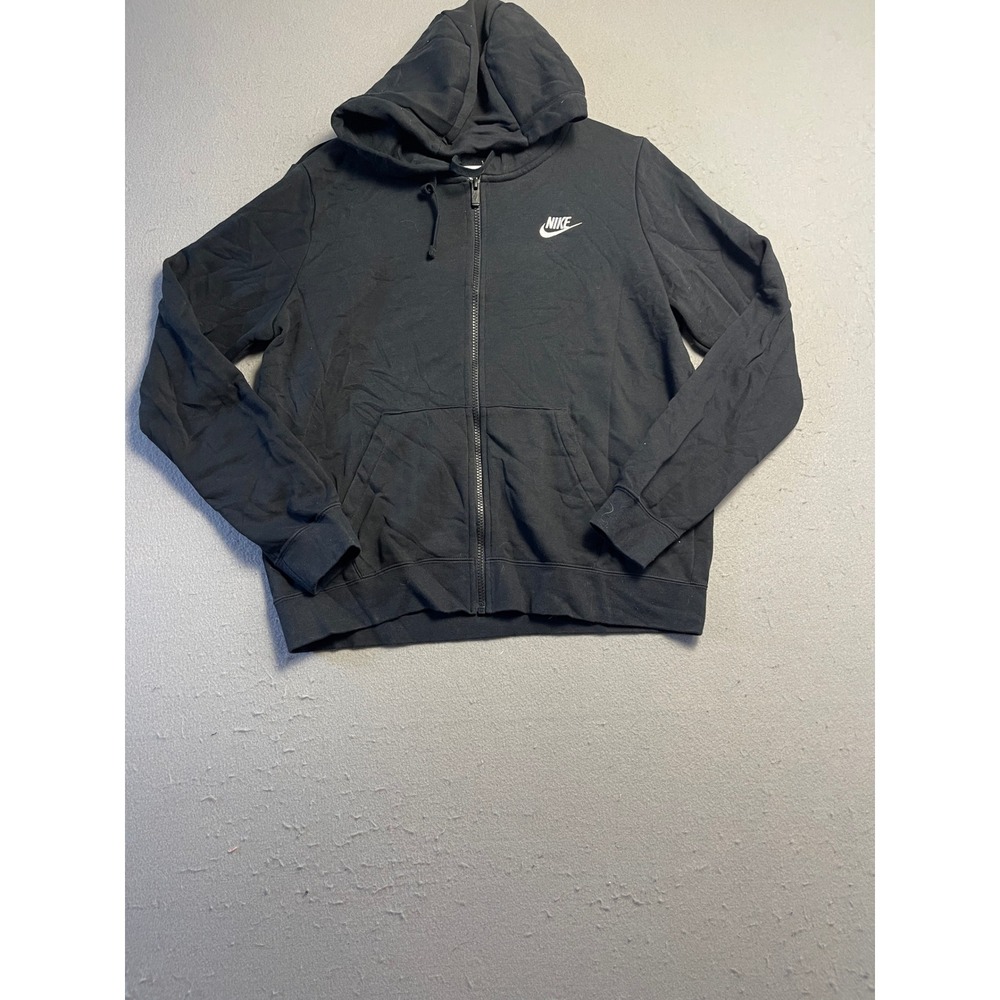 Nike Full Zip Hoodie Cotton Blend Black Medium Mens